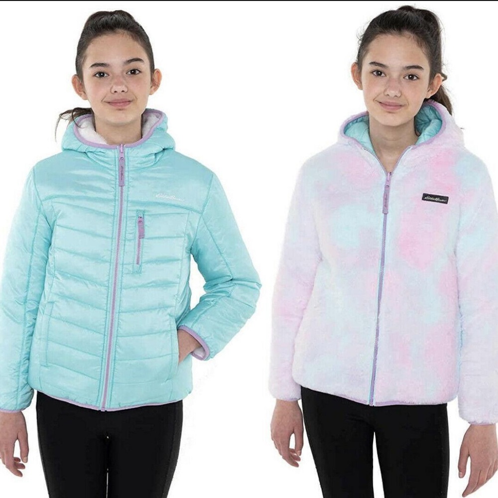 Eddie Bauer- Girls’ Faux Fur Reversible Winter Jacket